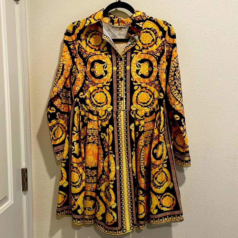 Printed button up dress